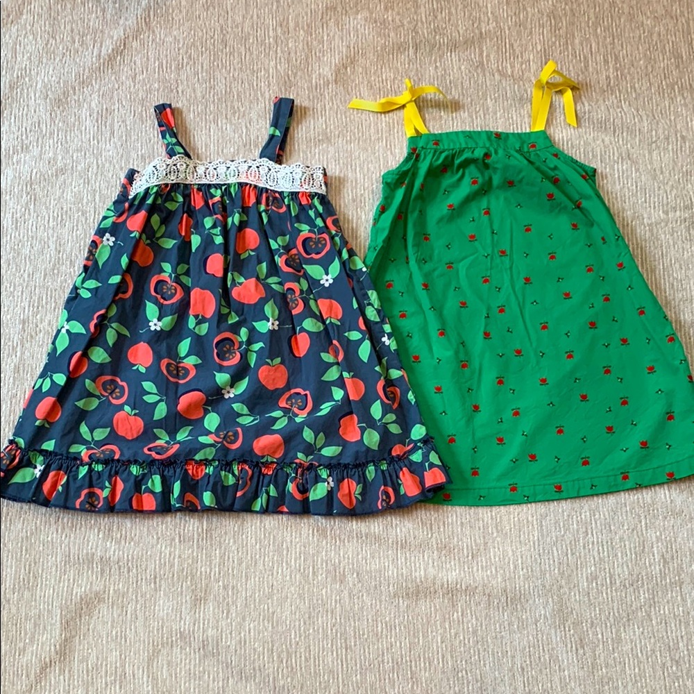 2 Hanna Anderson Sundresses with Apples and Tulips and Bees